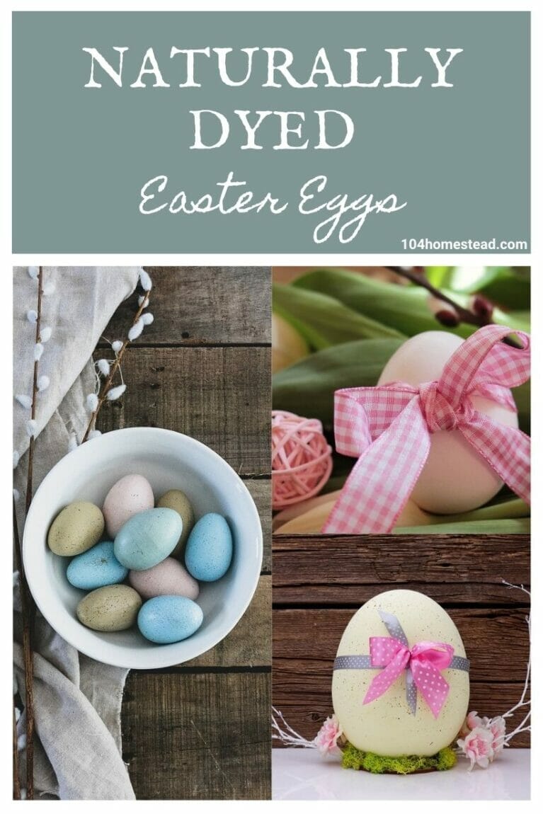 A collage of naturally dyed easter eggs.