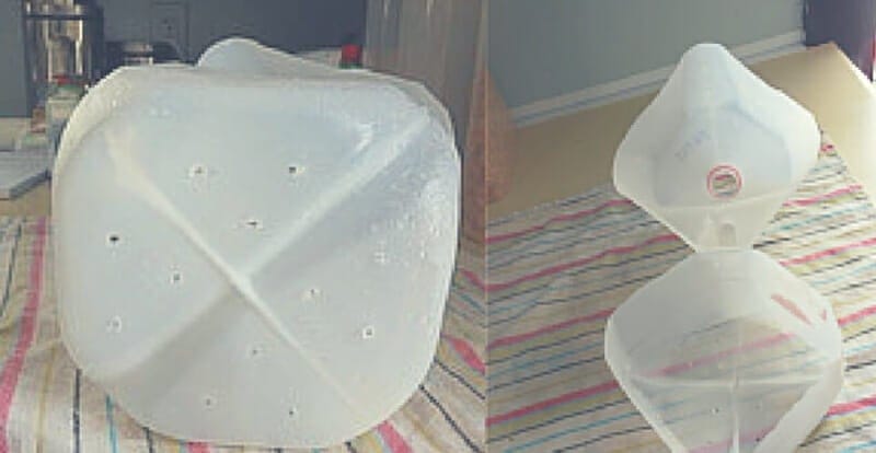 Poking holes in a milk jug greenhouse.