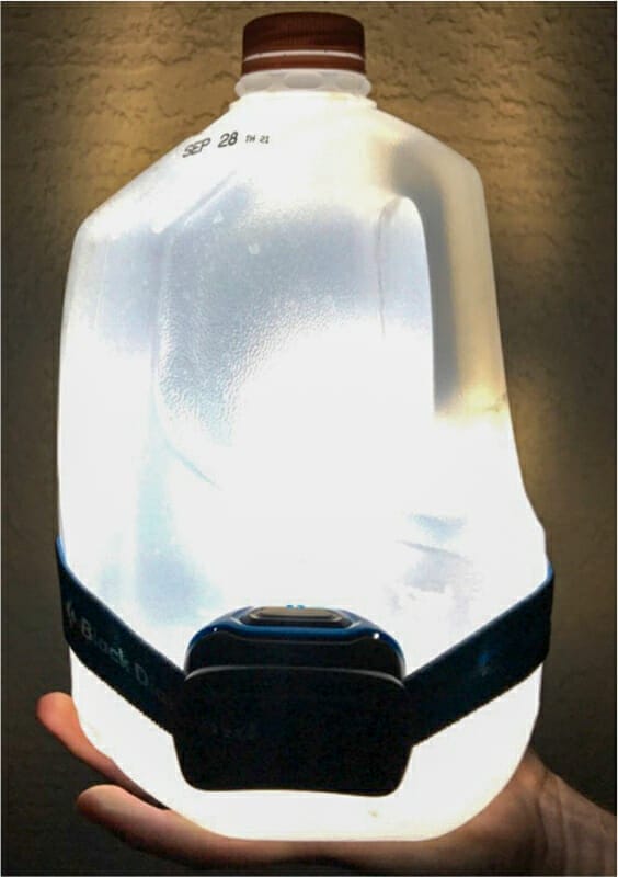 A survival lantern made from a milk jug.