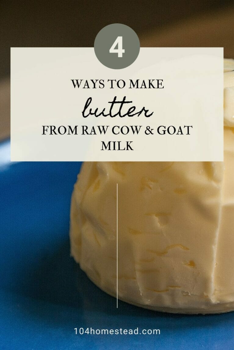 A pinterest-friendly graphic promoting making homemade butter from raw milk.