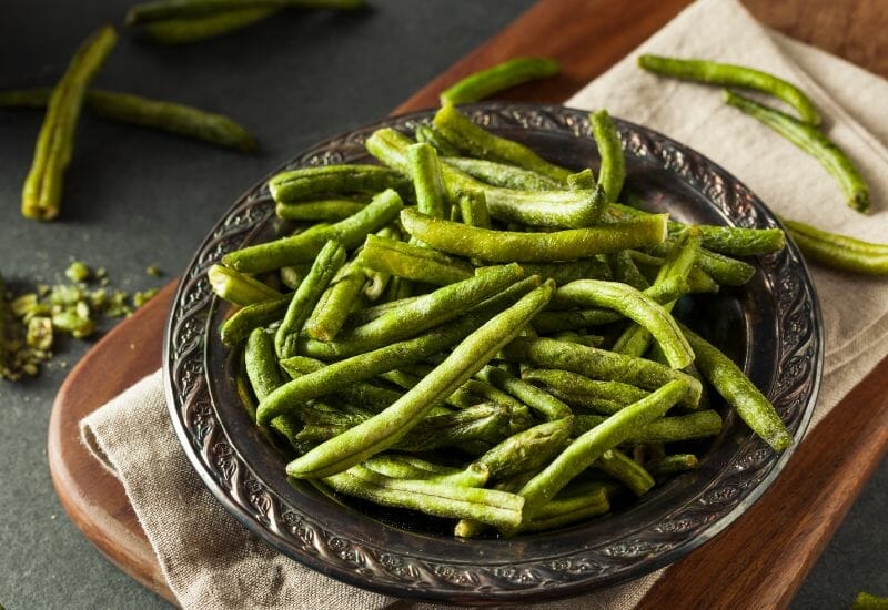A bowl of dehydrated green beans.